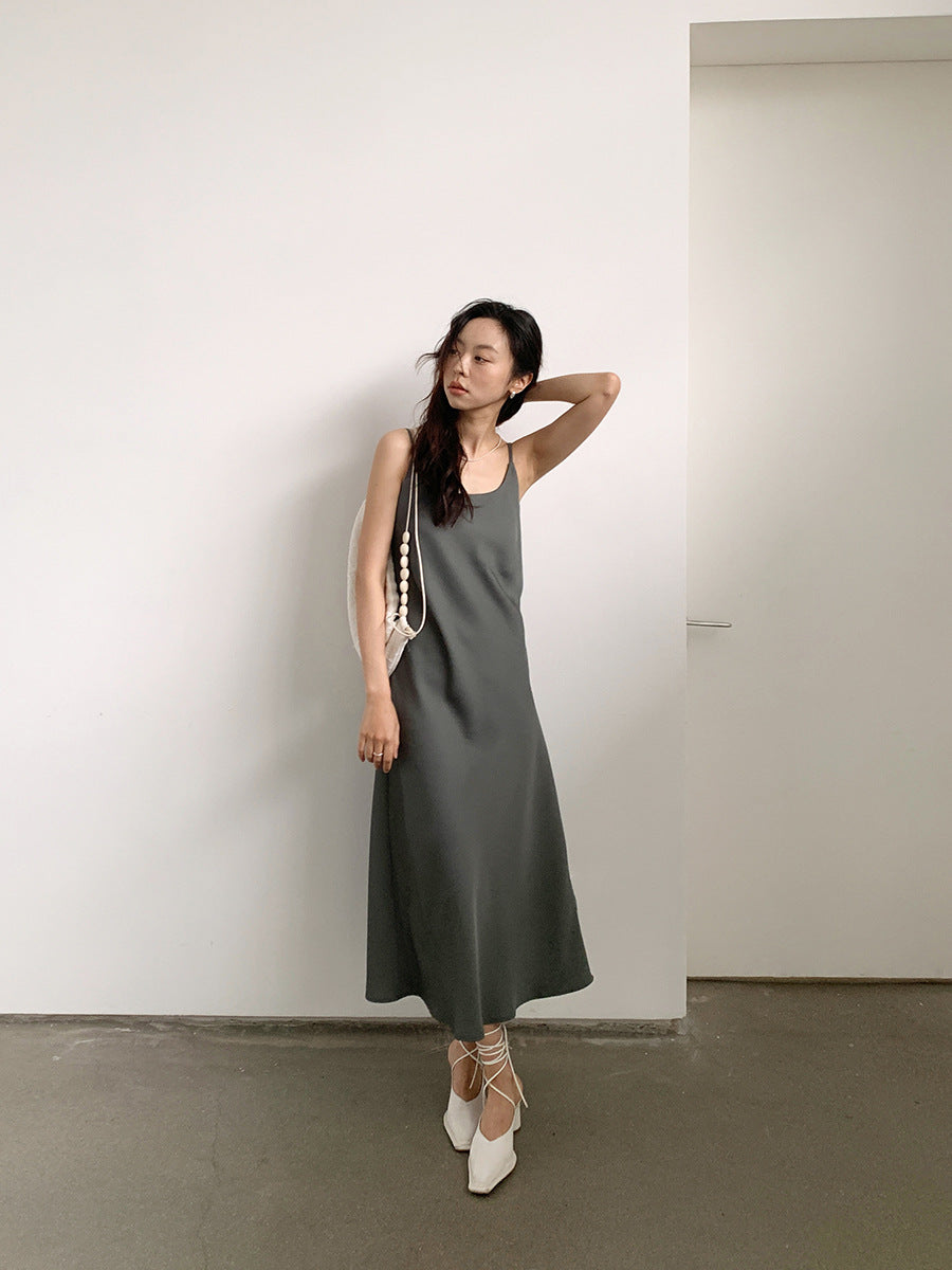 Rich Color Satin Spaghetti Strap Dress
