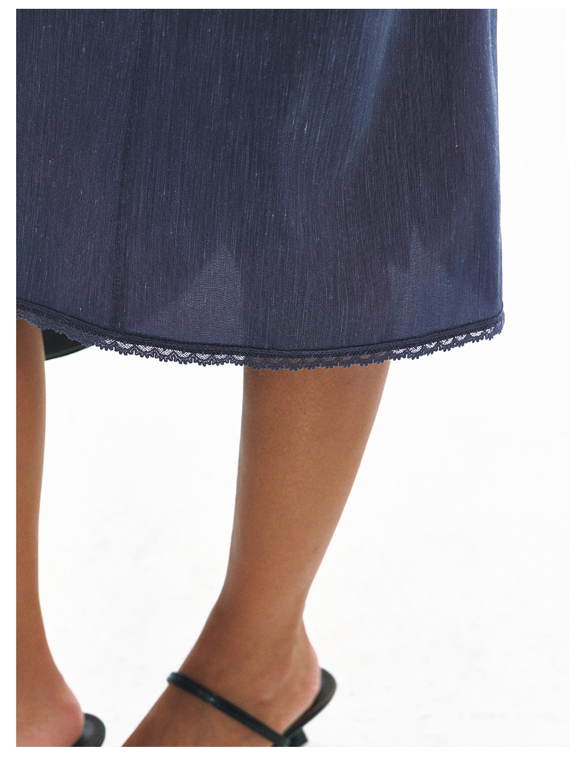 Linen Silk Straight Midi Skirt