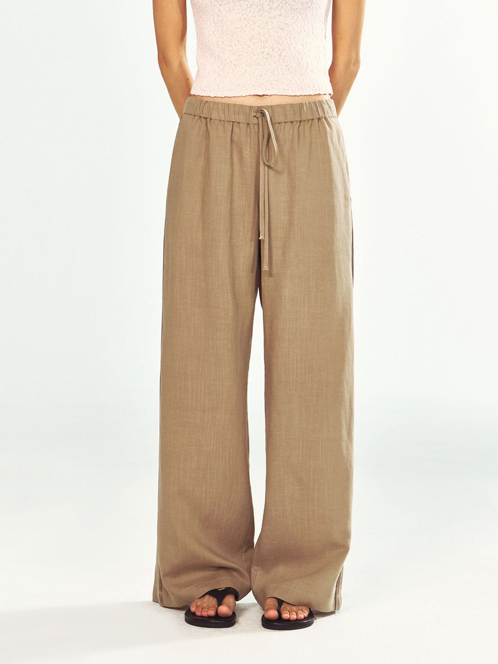 Linen Blend Comfortable Pleated Casual Pants