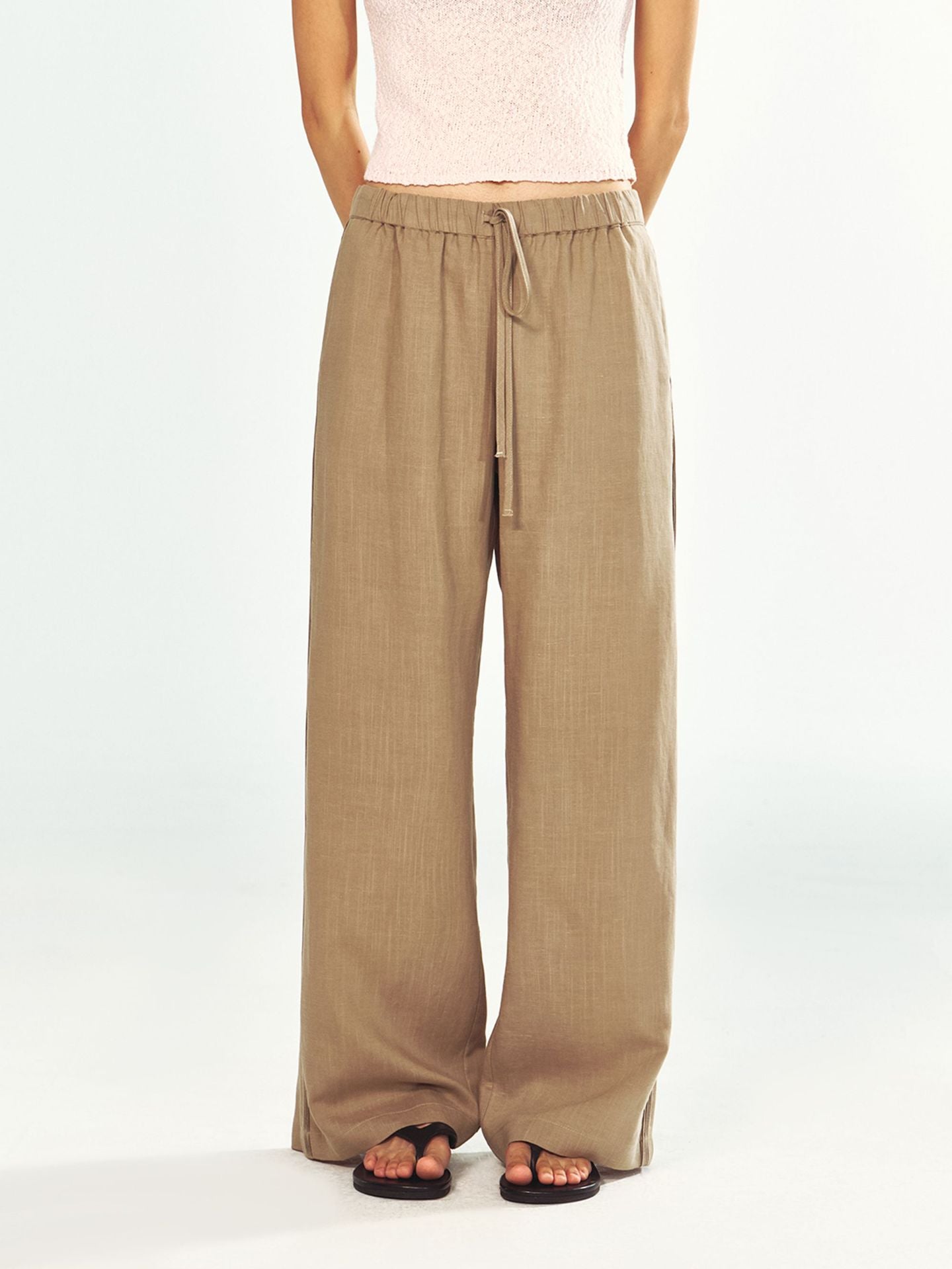 Linen Blend Comfortable Pleated Casual Pants