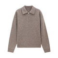 100% Wool Soft Half-Zipper Polo Sweater