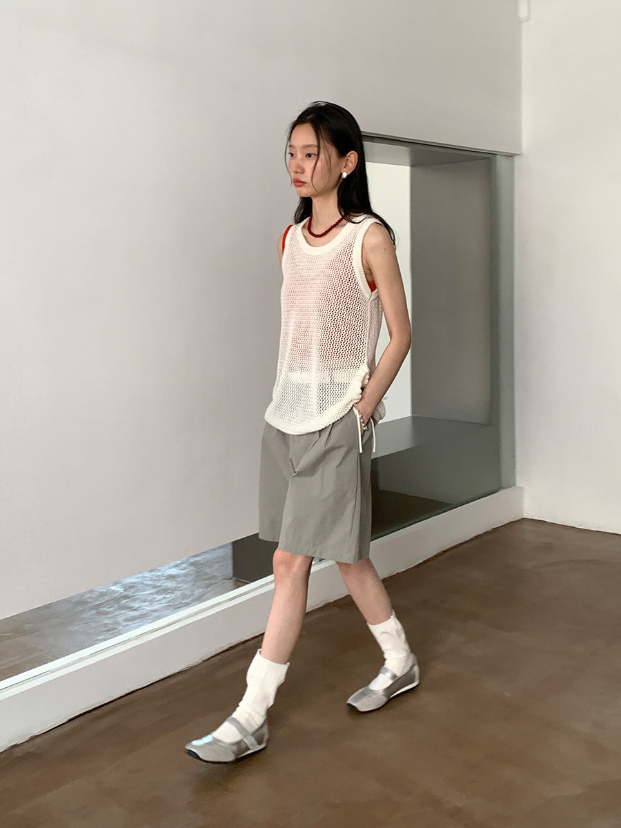 Cotton Pleated Versatile Casual Shorts