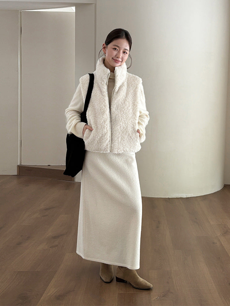 Wool Tweed A-line Maxi Skirt