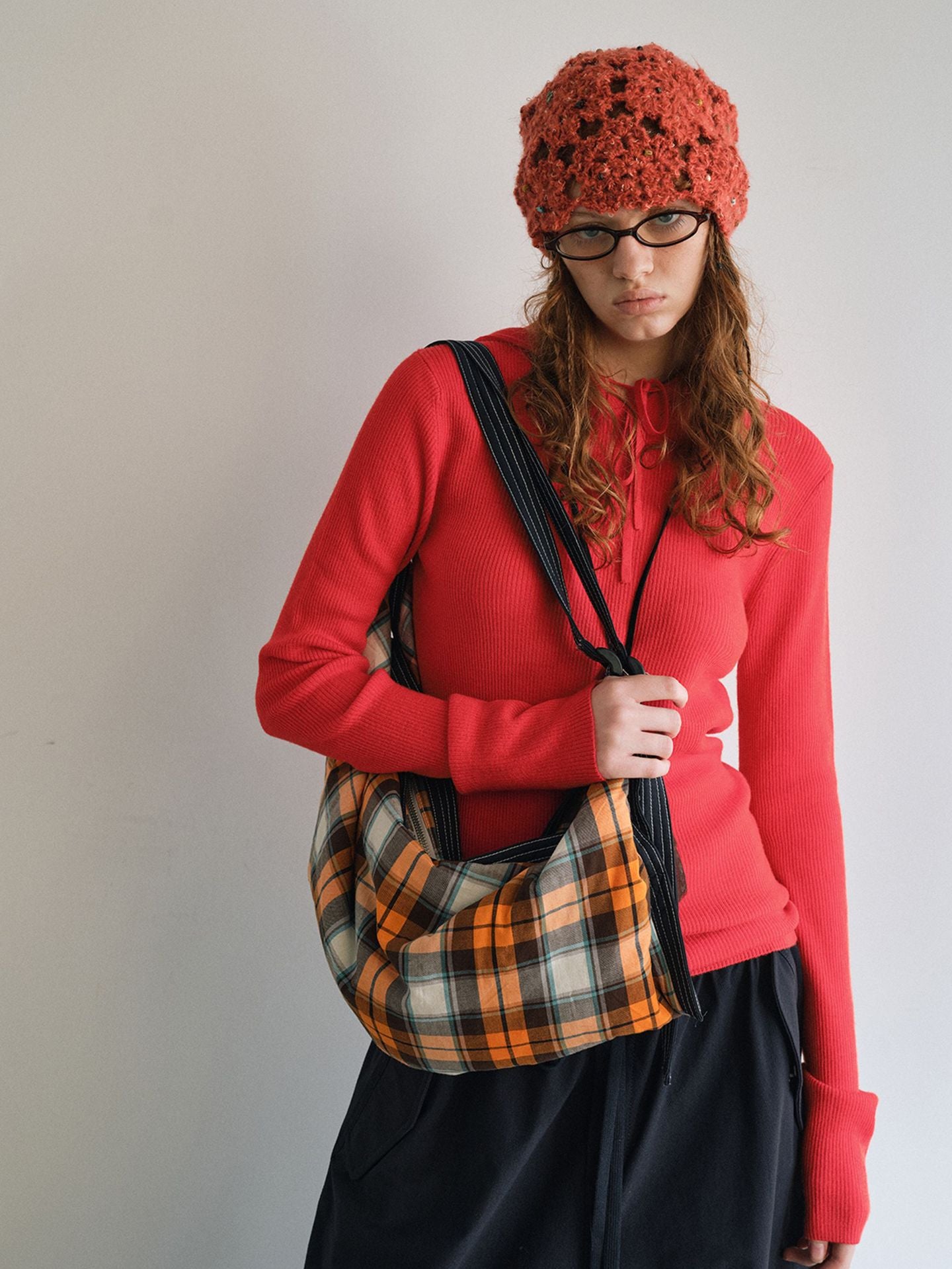 Vintage Classic Plaid One Shoulder Padded Underarm Bag