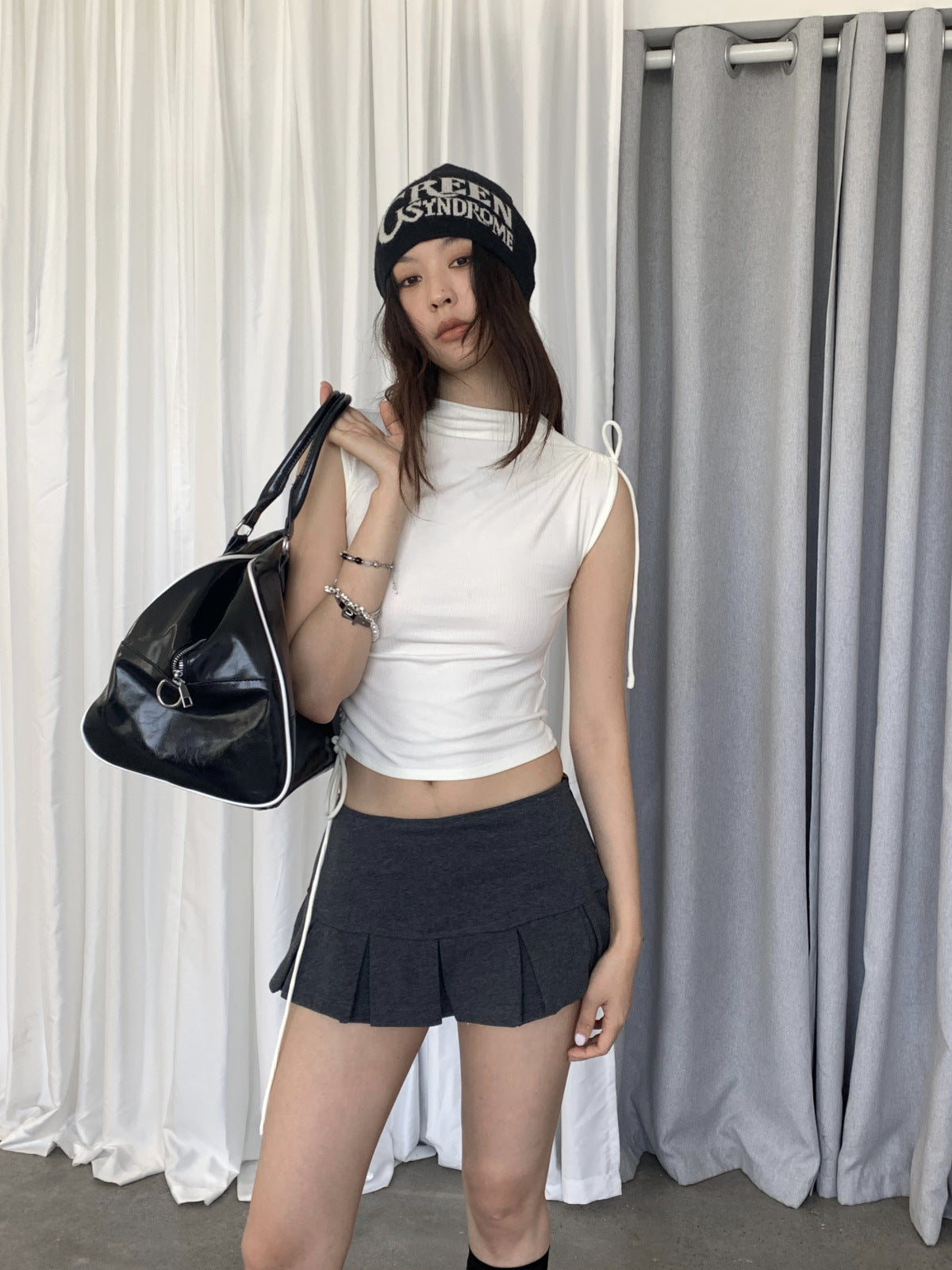 Pleated Low Rise Mini Skort