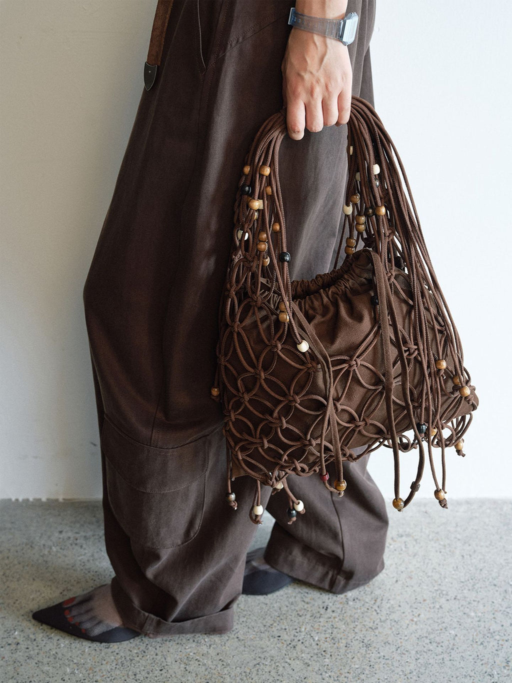 Handmade Fine Woven Fringe Bag with Light Jewelry