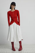 Close-fitting Wool Blend Long-sleeved Knit Single-breasted Cardigan Top