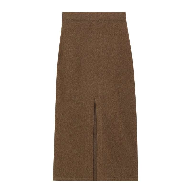 Front Slit High Waist Knit Mermaid Maxi Skirt