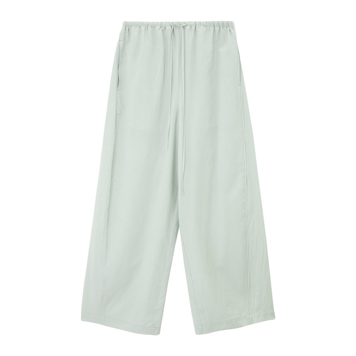 Tencel Elastic Waist Wide Leg Pants