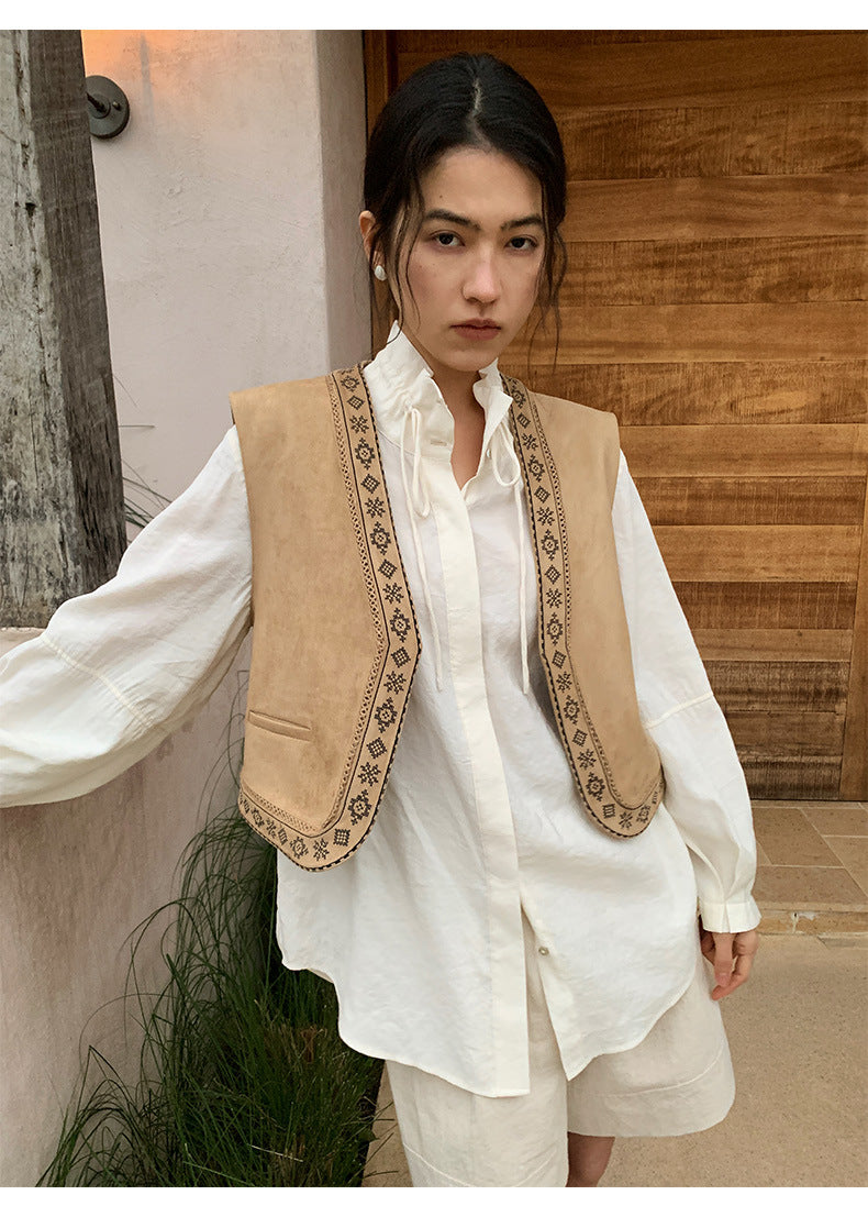 Linen Casual Wide-leg Belt Shorts