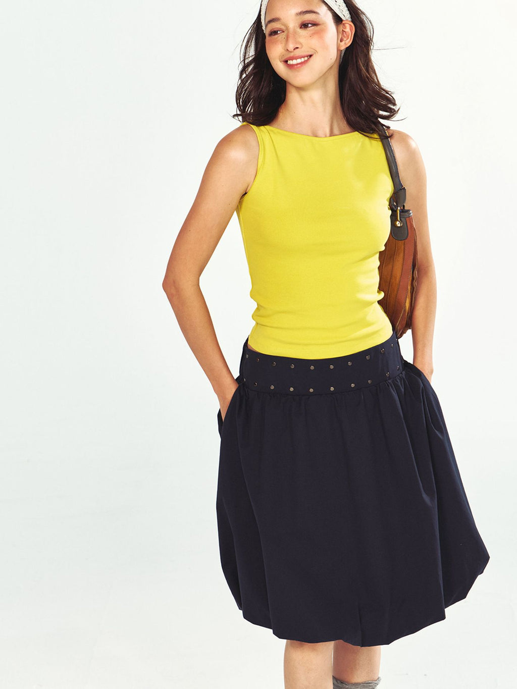 Versatile Studded Flower Bud Midi Skirt