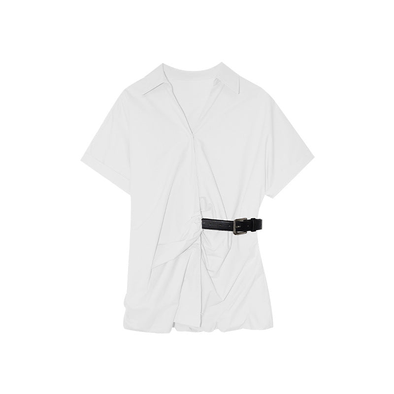 Belted Wrap Peplum Blouse Shirt Top