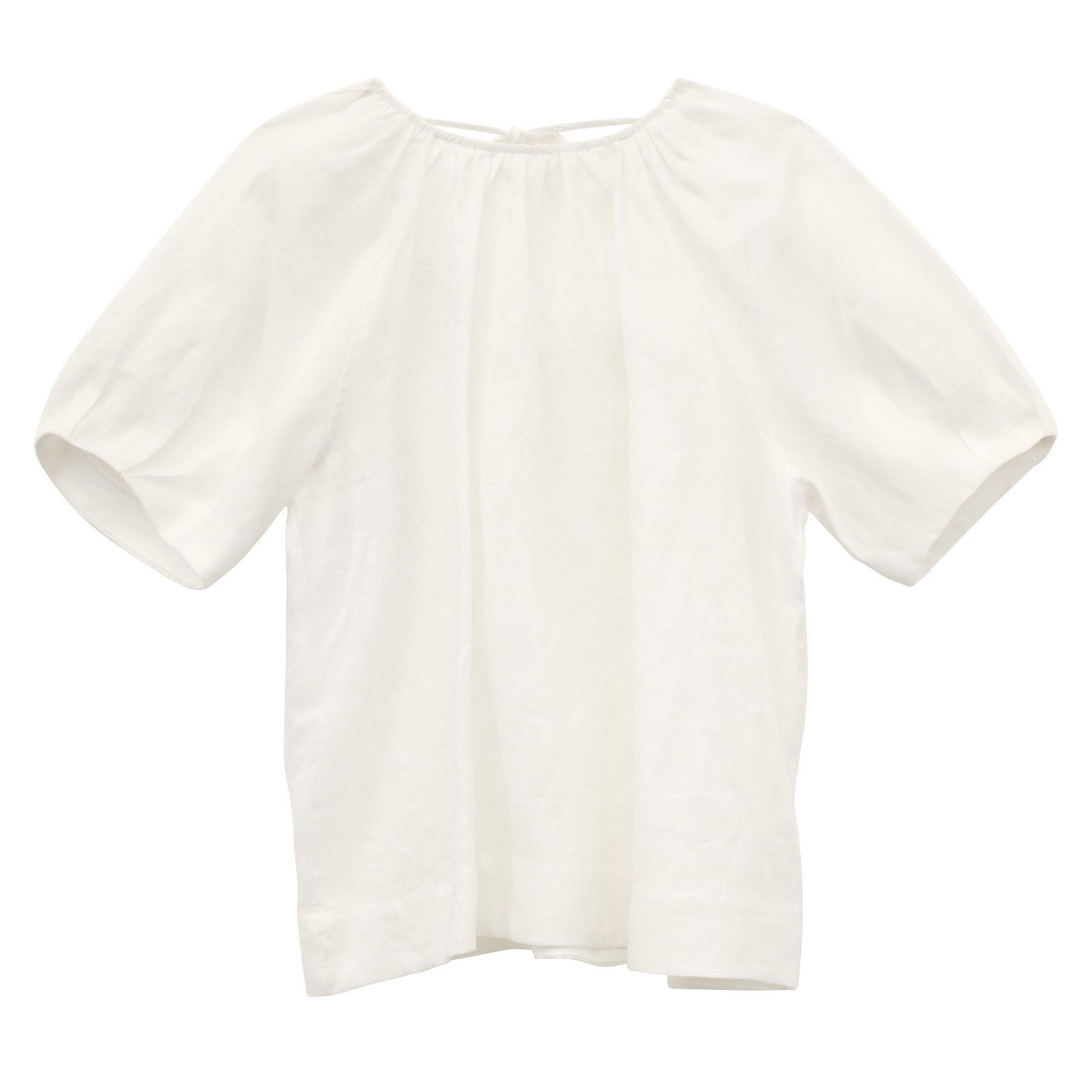 Round Neck Long-sleeve Hollow-out Embroidered Breathable Linen Shirt