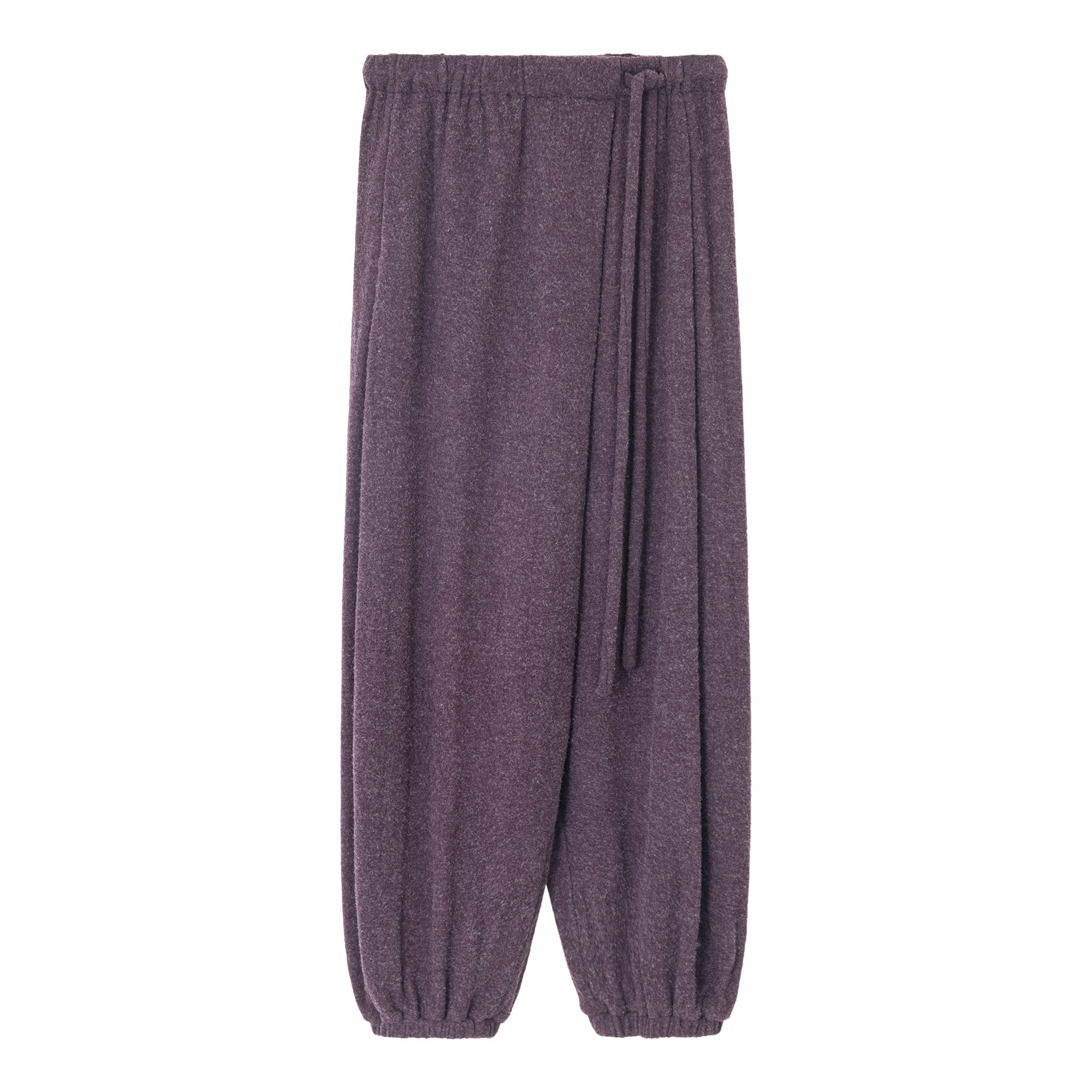 Asymmetrical Drawstring Waistband Soft Textured Wide-Leg Pants