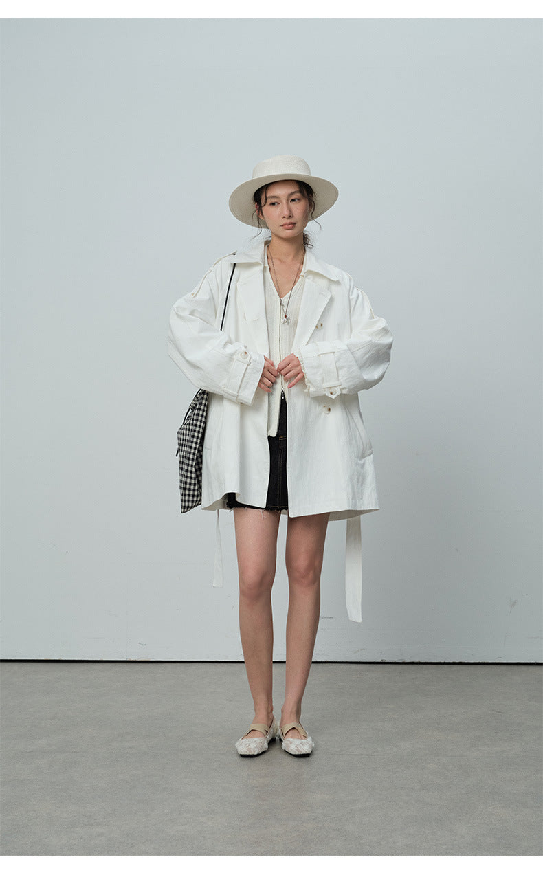 Double-Breasted Lapel Mid-Length Trench Coat