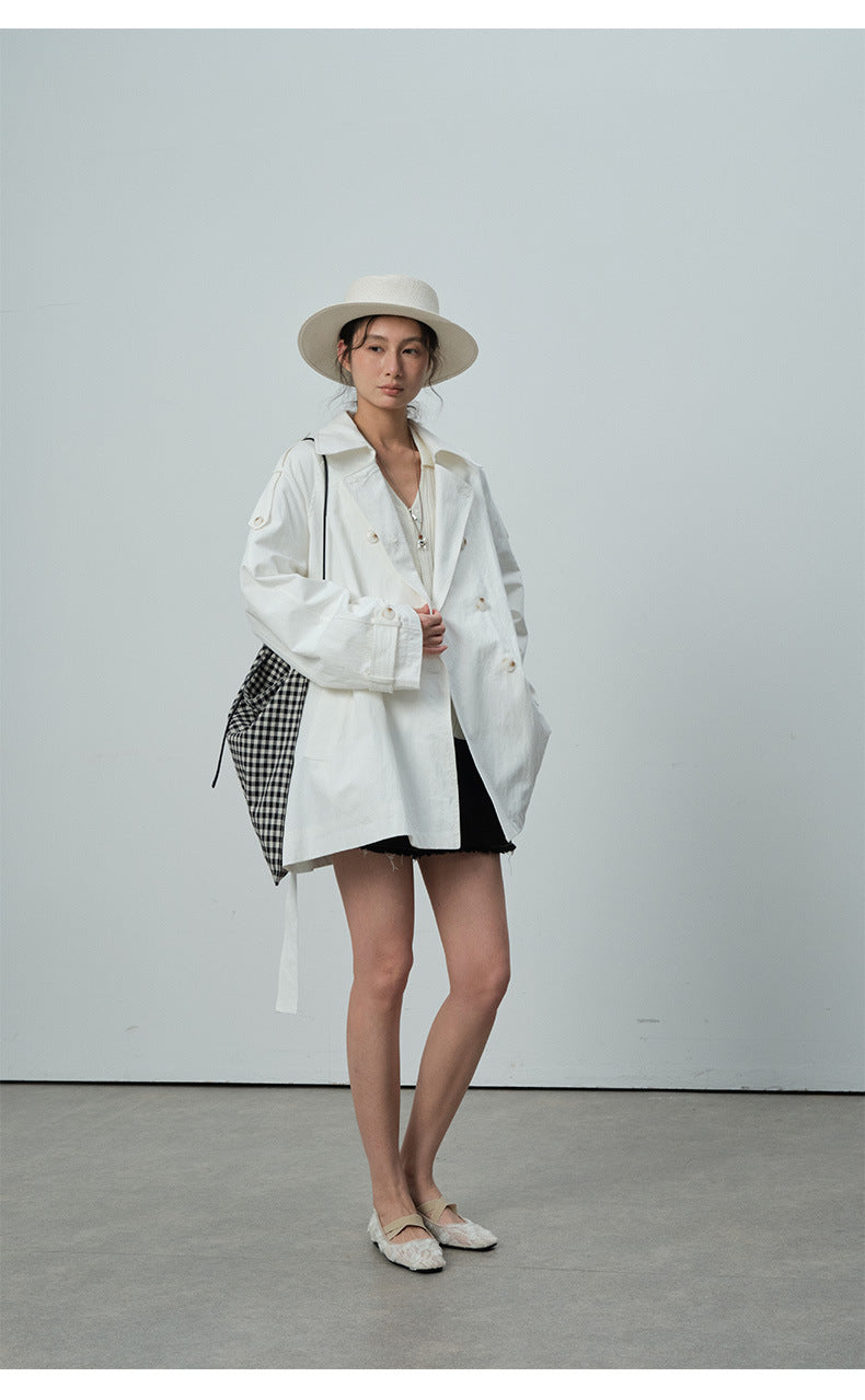 Double-Breasted Lapel Mid-Length Trench Coat