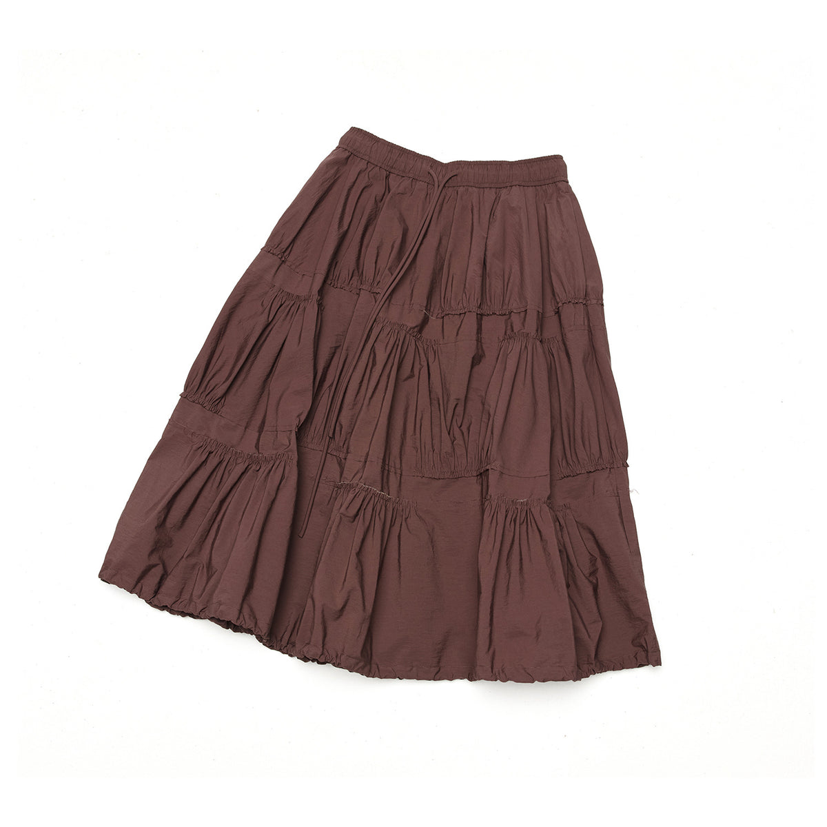 Pleated Irregular Elastic Waist Pockets Maxi Skirt