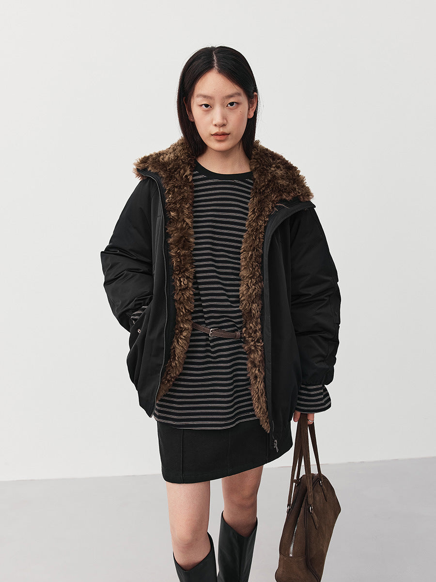 Duck Down Fur Collar Parka Coat