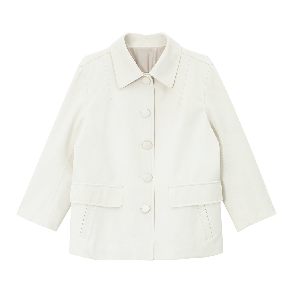 Minimalist Faux Suede Button-Up Jacket