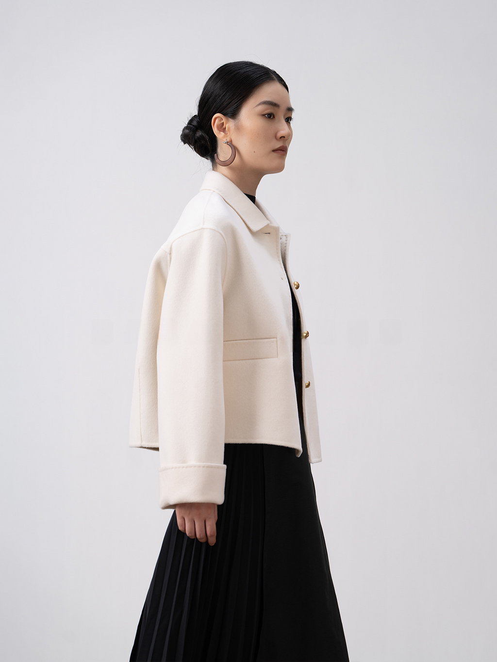 Double-sided Cashmere & Wool Short Coat