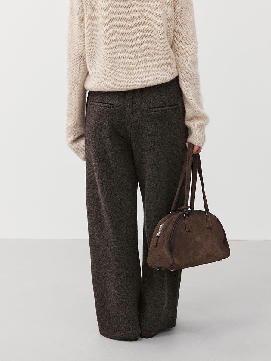 Textured Knit Wide Leg Drawstring Pants