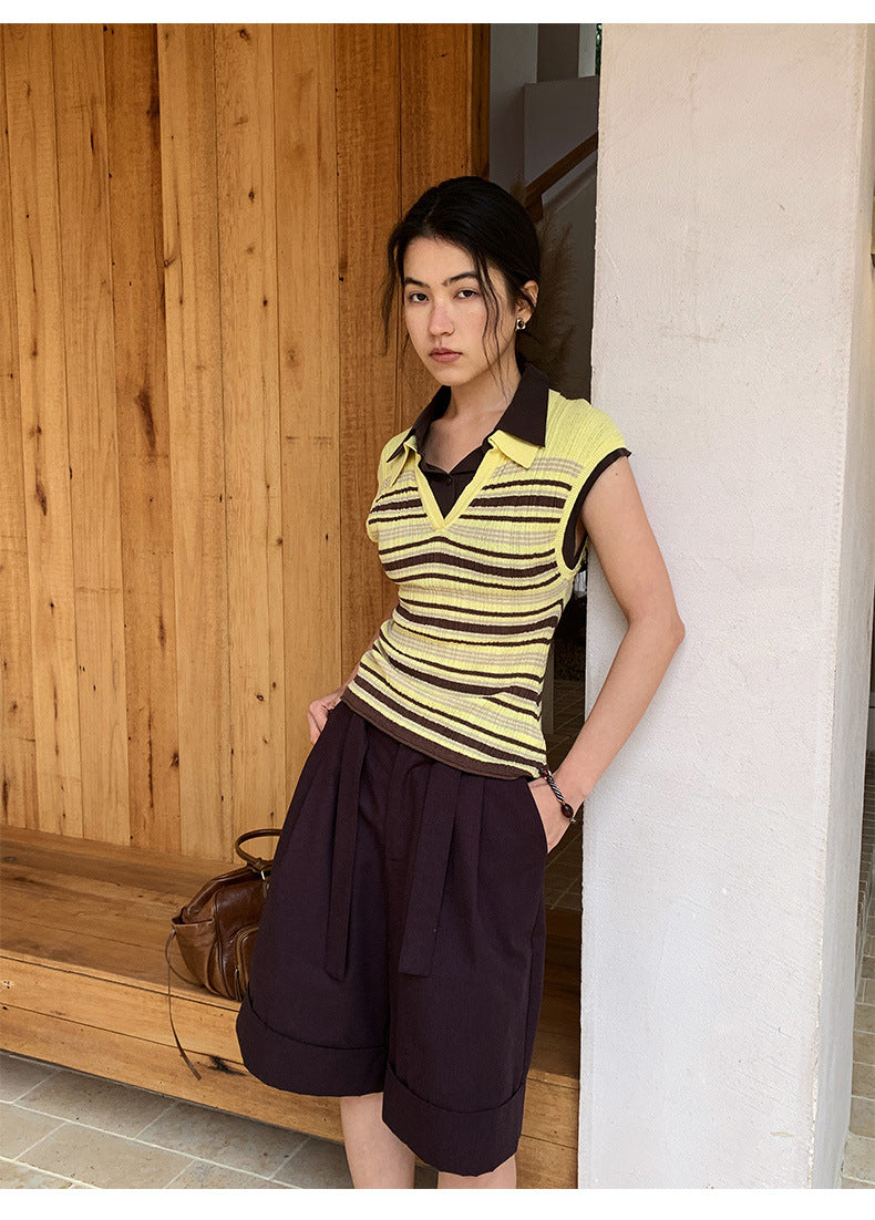 A-Line Pleated Baggy Casual Shorts