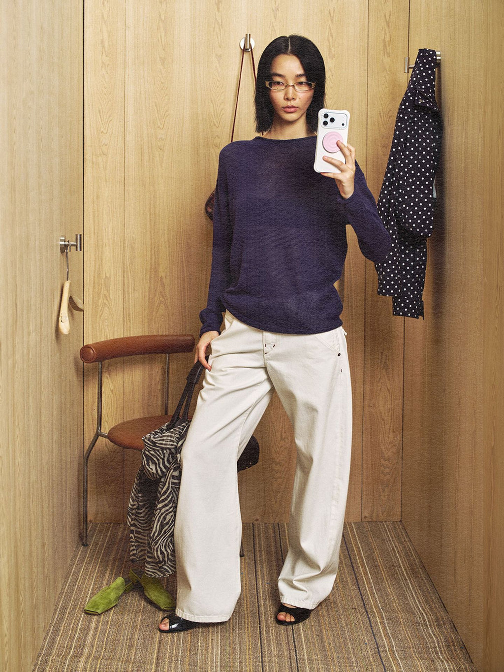 Coarse Sheer Long-sleeve Knit Top