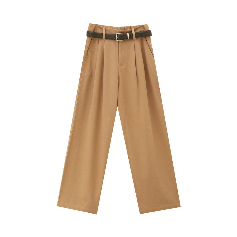 High-Waist Straight-Leg Dress Pants with Belt