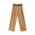 High-Waist Straight-Leg Dress Pants with Belt