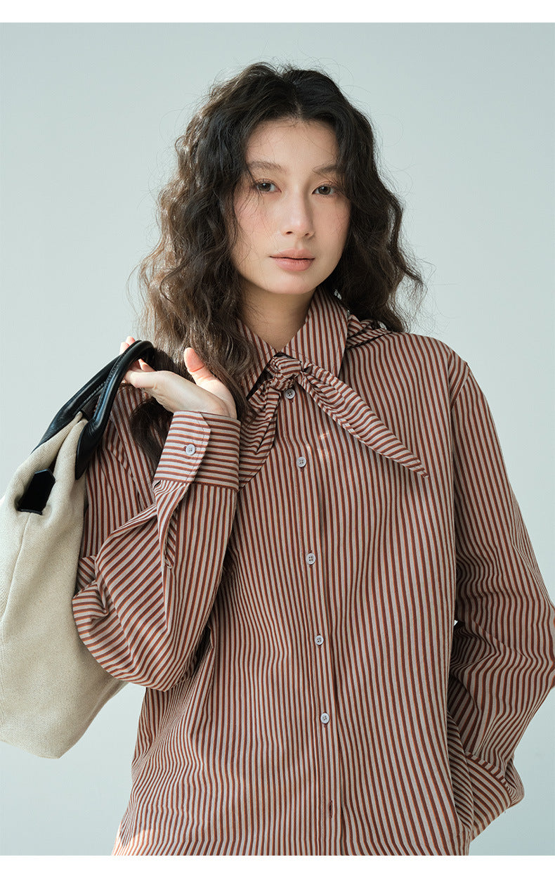 Striped Scarf Long-Sleeve Shirt