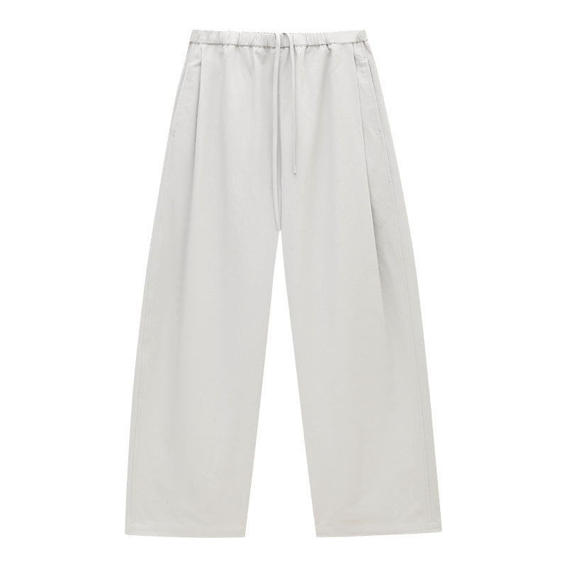Elastic Waist Drawstring Curved Casual Pants