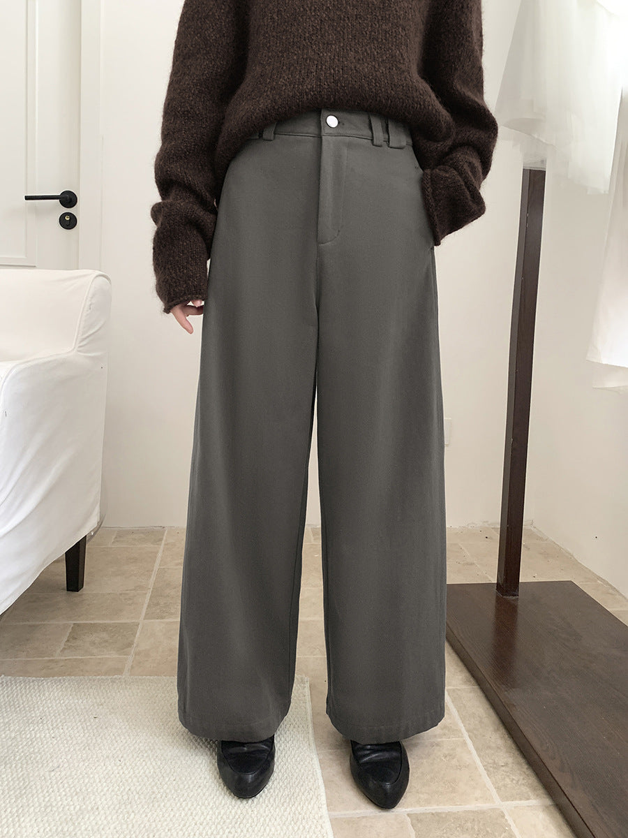 Minimalist Warm Straight-Leg Casual Pants