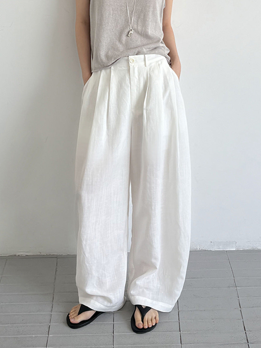 Curved-Shaped Low-Waist Casual Pants