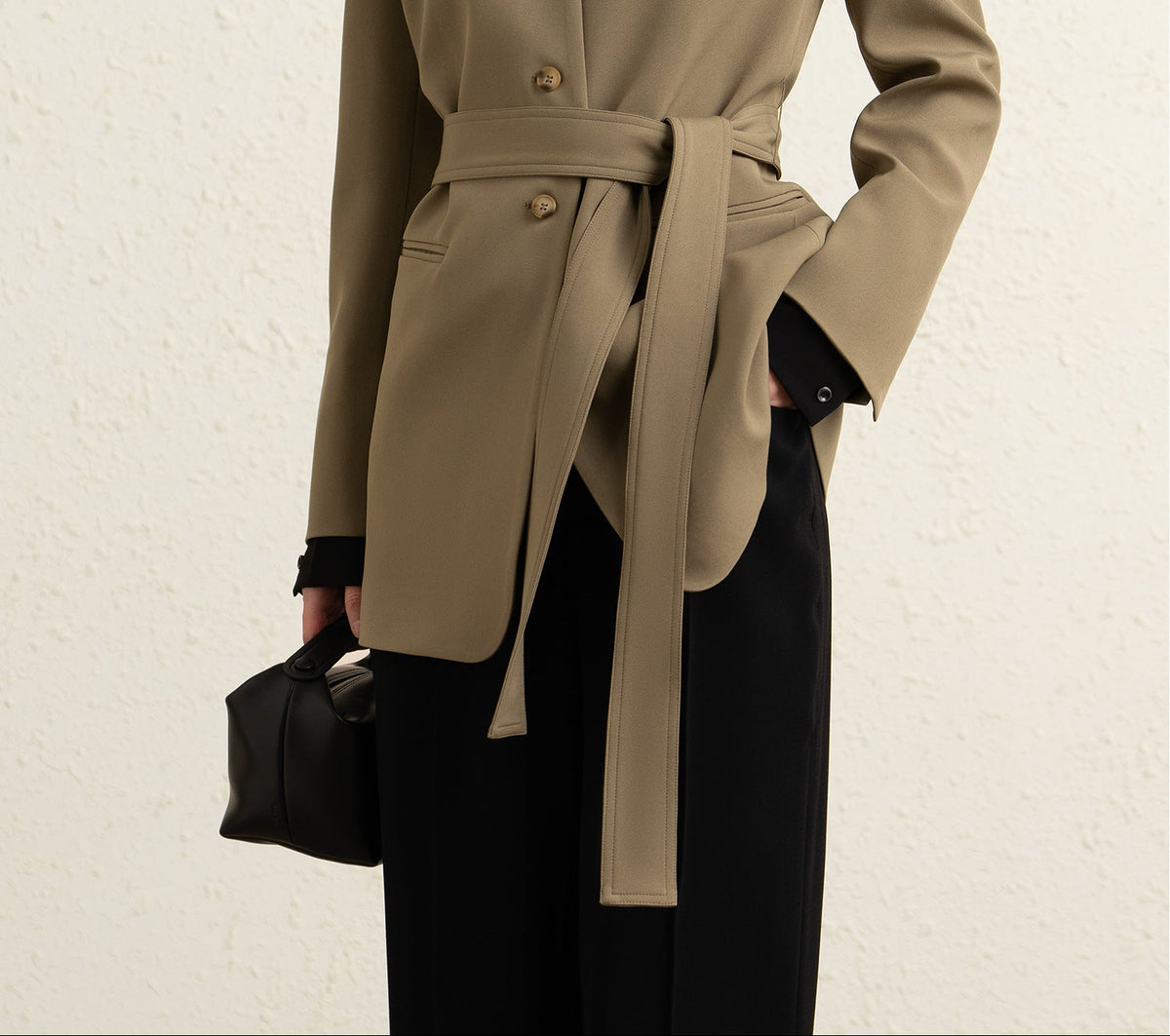 Premium Stand-up Collar Mid-Length Lace-Up Blazer