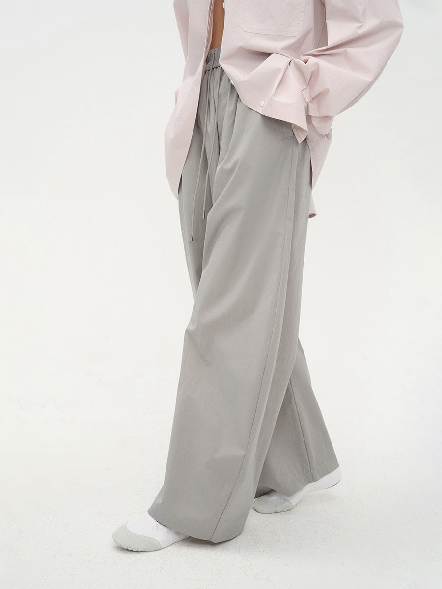 Drawstring Elastic Waist Barrel Pants