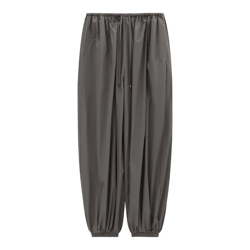 Elastic Fit Wide-Leg Drawstring Recycled Fabric Pants