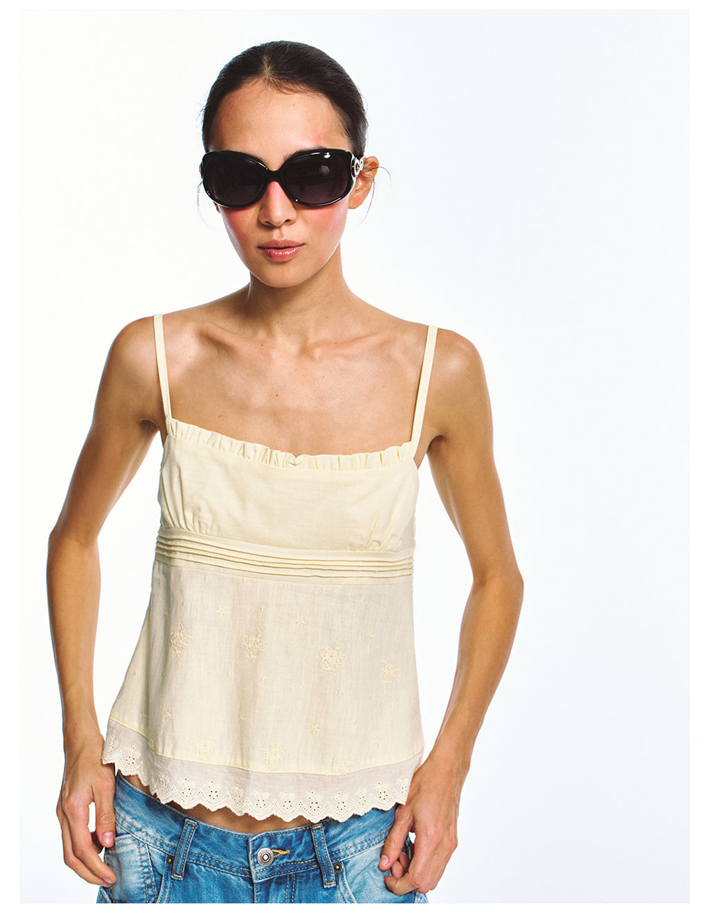 Linen-cotton Beautiful Vintage Style Embroidered Camisole Top