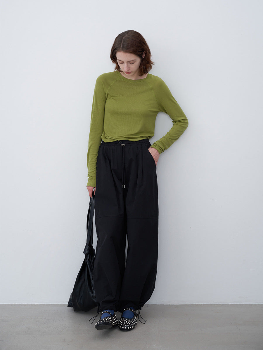 Cotton Elastic Waist Light Sports Style Pants
