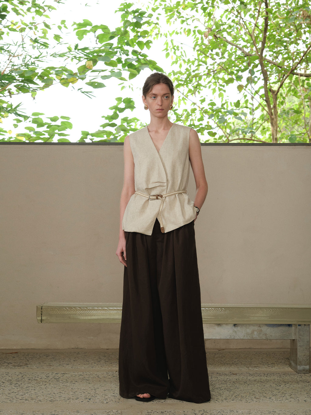 Wide-Leg Drape Pants