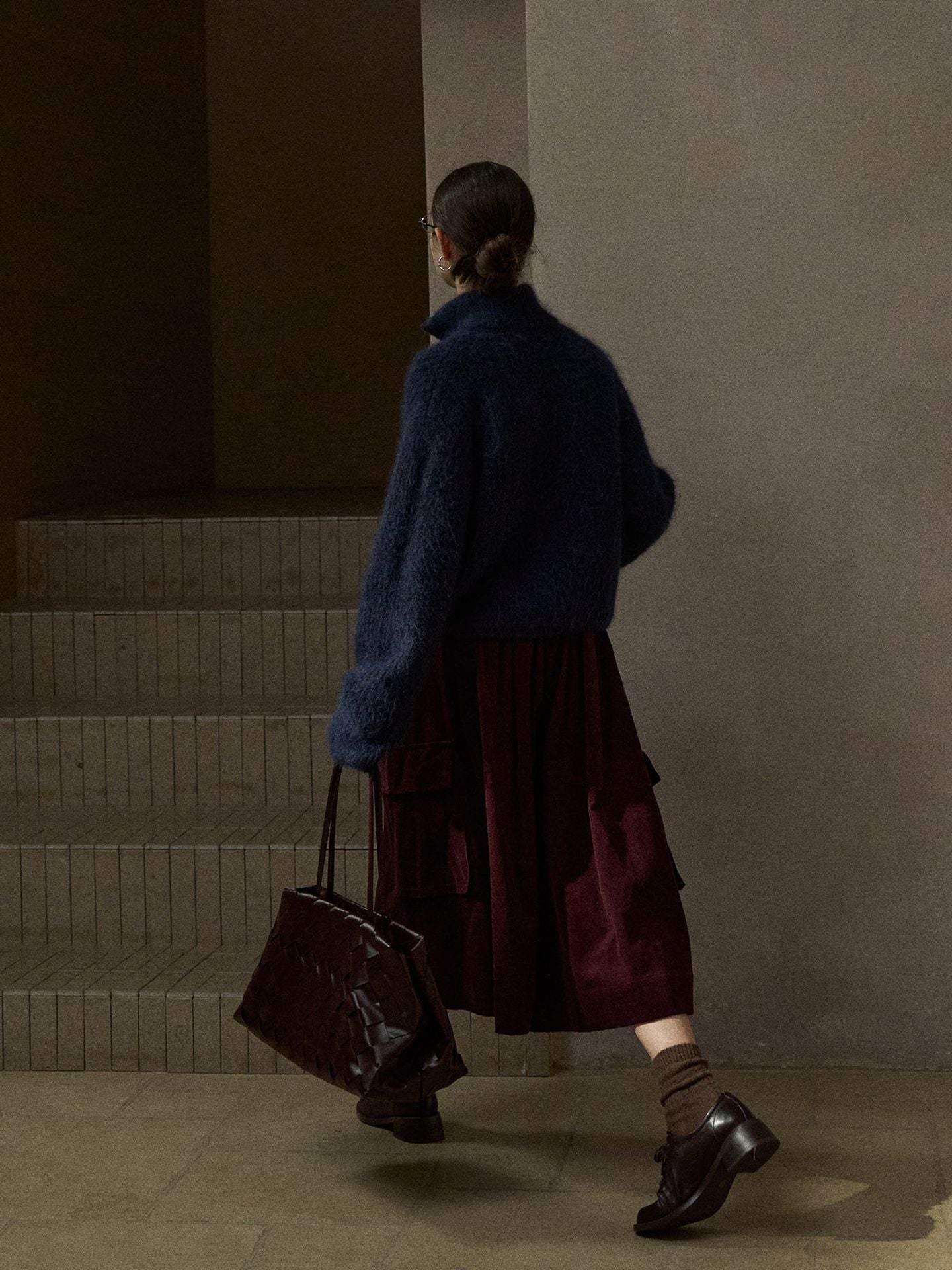 Corduroy Workwear Fit Comfortable Midi Skirt Pants
