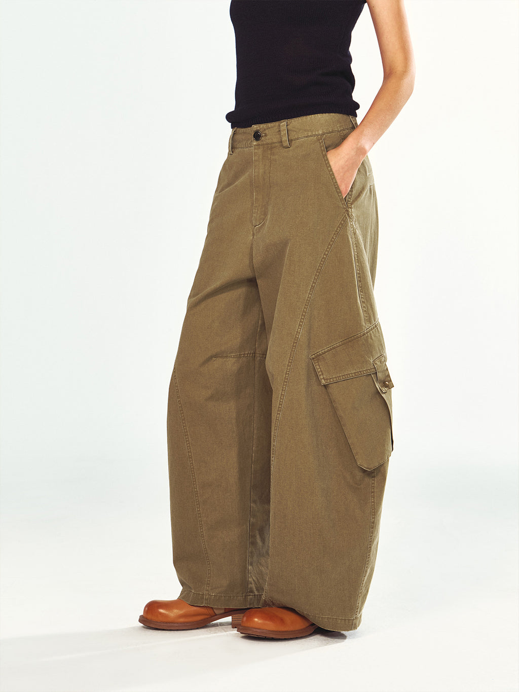 Washed Workwear Casual Very Baggy Cargo Pants