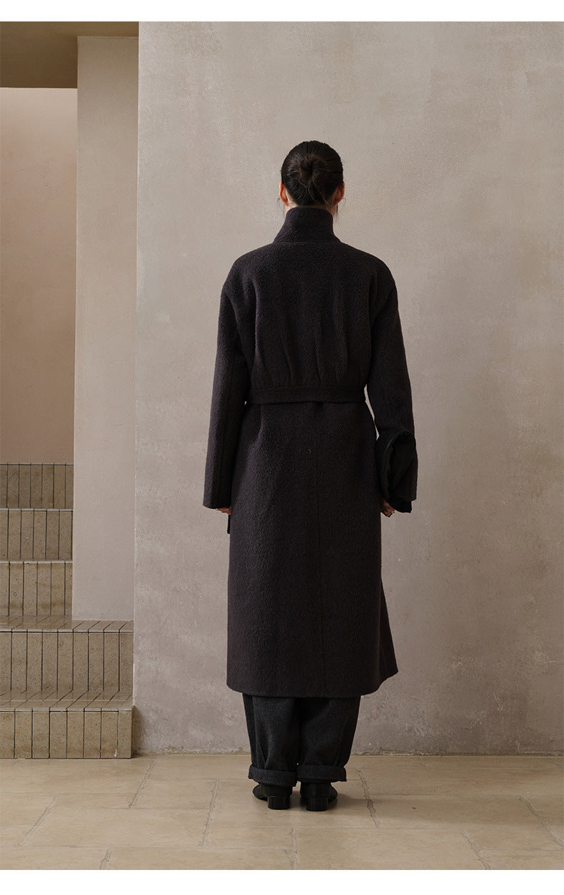 Double-Breasted Long Belt Double-Sided Alpaca Wool Cashmere Coat