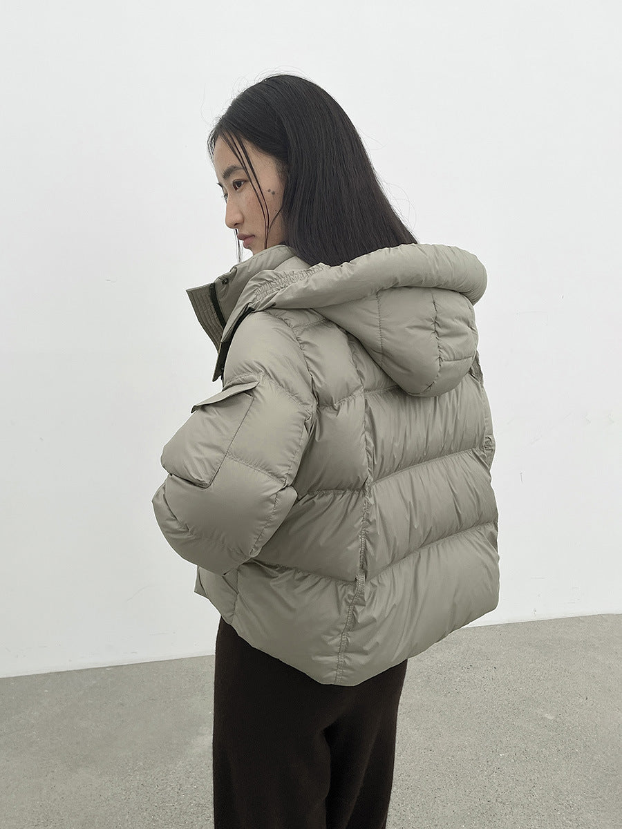Hooded Warm Drawstring Puffer Jacket