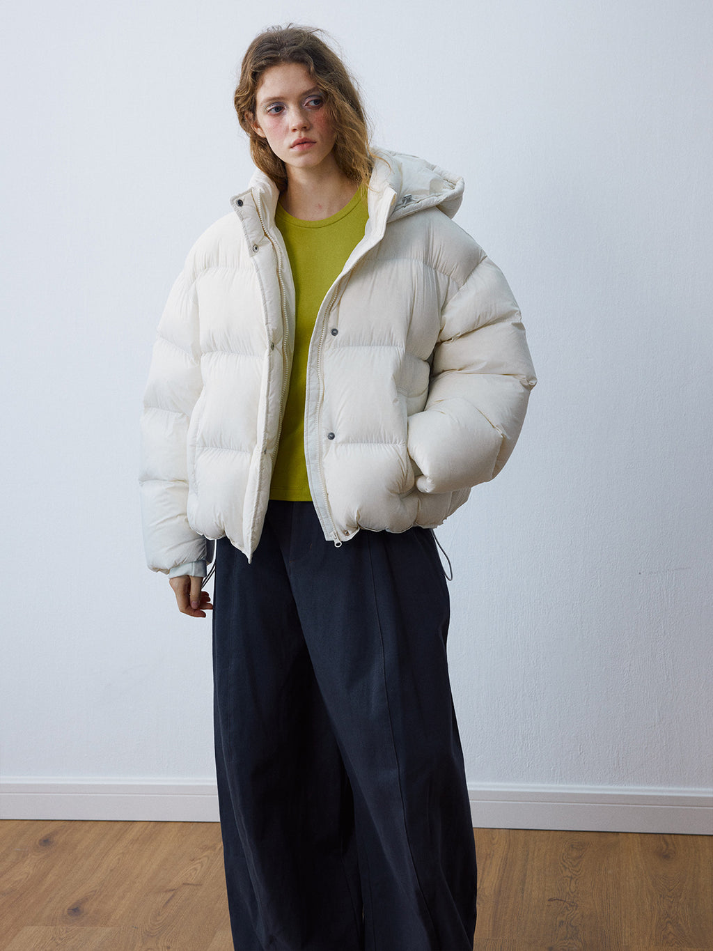 Drawstring Hem Warm Puffer Jacket