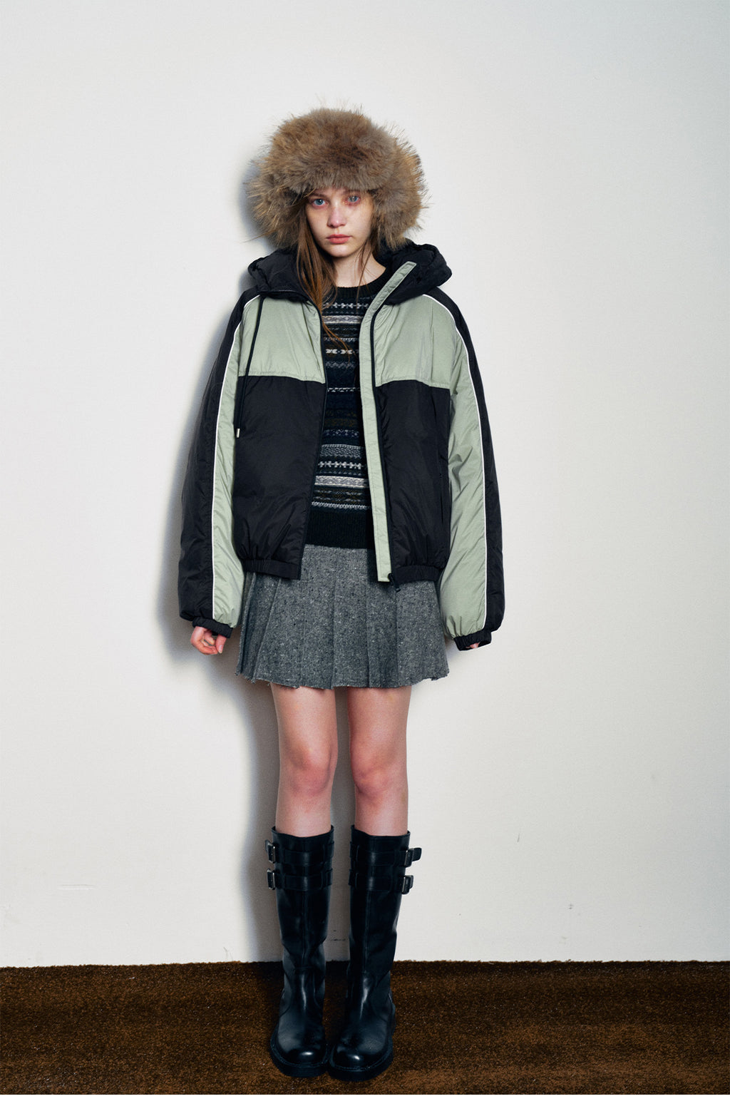 Retro Sports Contrast Duck Down Jacket