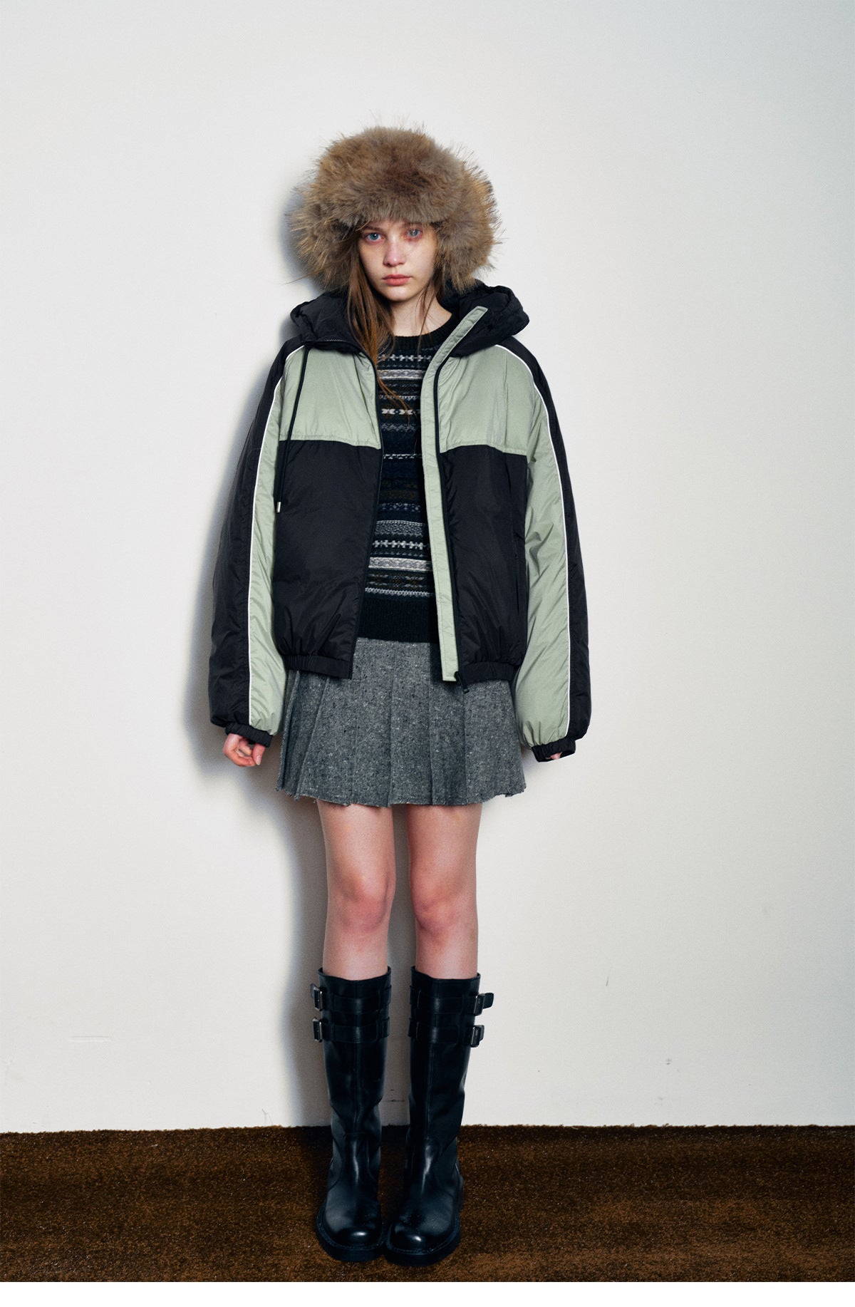 Retro Sports Contrast Duck Down Jacket