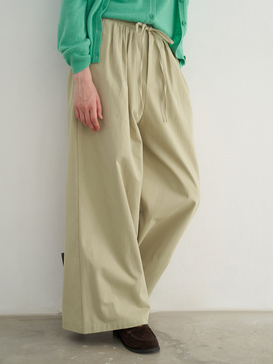 High-Waist Wide-Leg Casual Pants