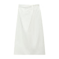 High Waist Twist Front A-Line Maxi Nylon Skirt