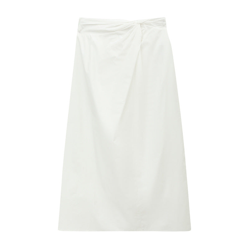 High Waist Twist Front A-Line Maxi Nylon Skirt