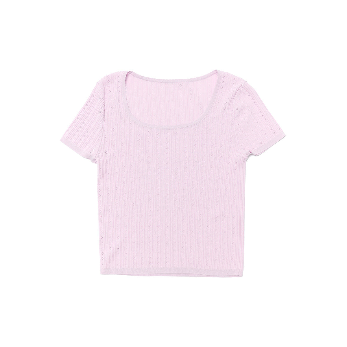 Delicate Mesh Lace Square Neck Slim Fit Knit Top